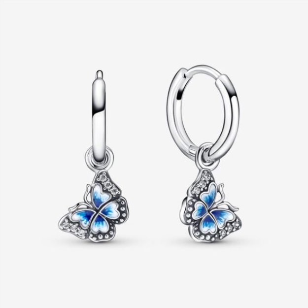 Blue Butterfly Hoop Earrings Pandora